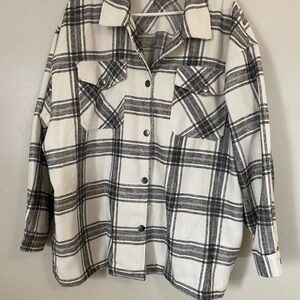 Chic Plaid Utility Jacket/ Shacket in Black and White Great for Layering